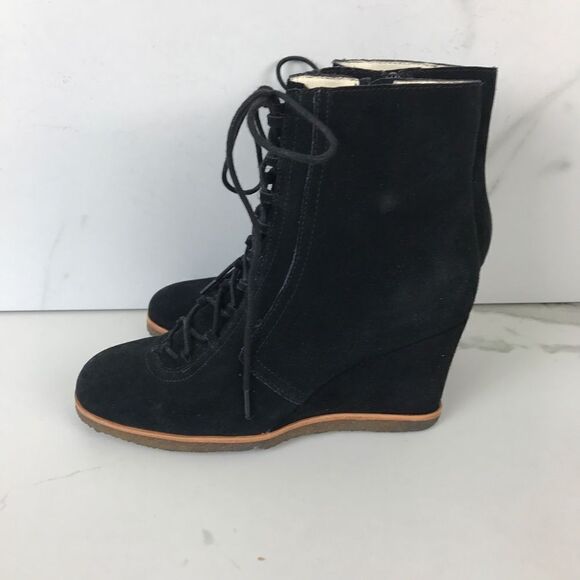 Bettye Muller Wander Suede Lace Up Wedge Boots 6.5 - Picture 6 of 8